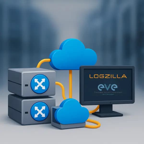 How to Set Up LogZilla on EVE-NG for Free: eve ng logzilla network lab thumbnail icon