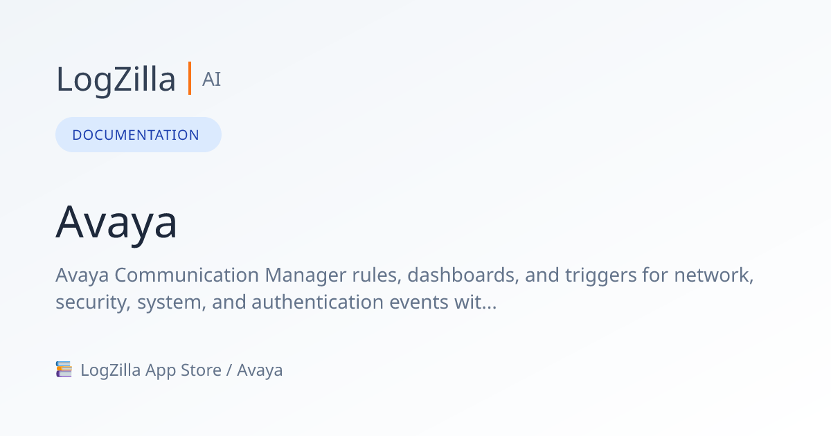 Avaya | LogZilla Documentation