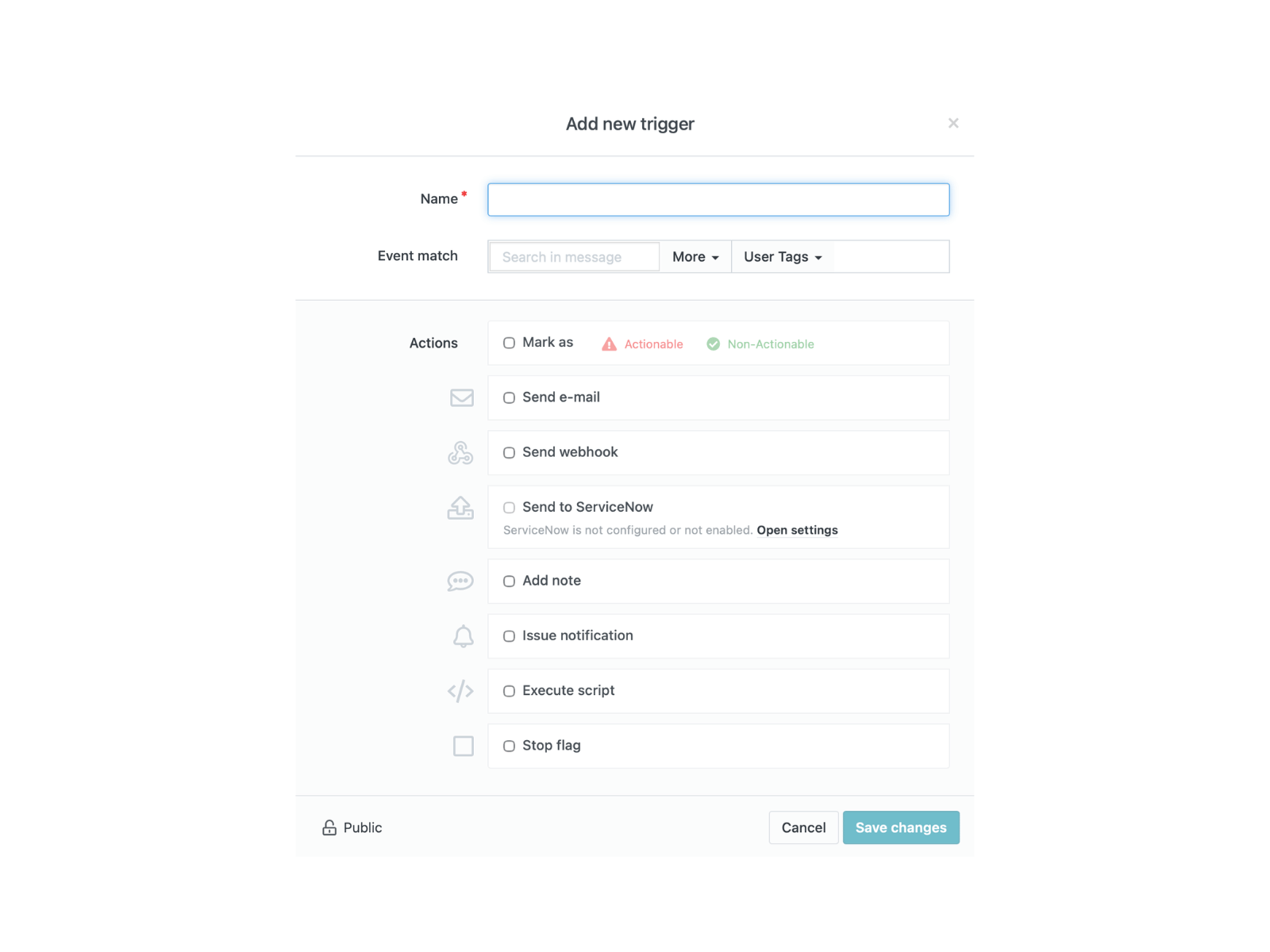 Send to ServiceNow before the settings are enabled