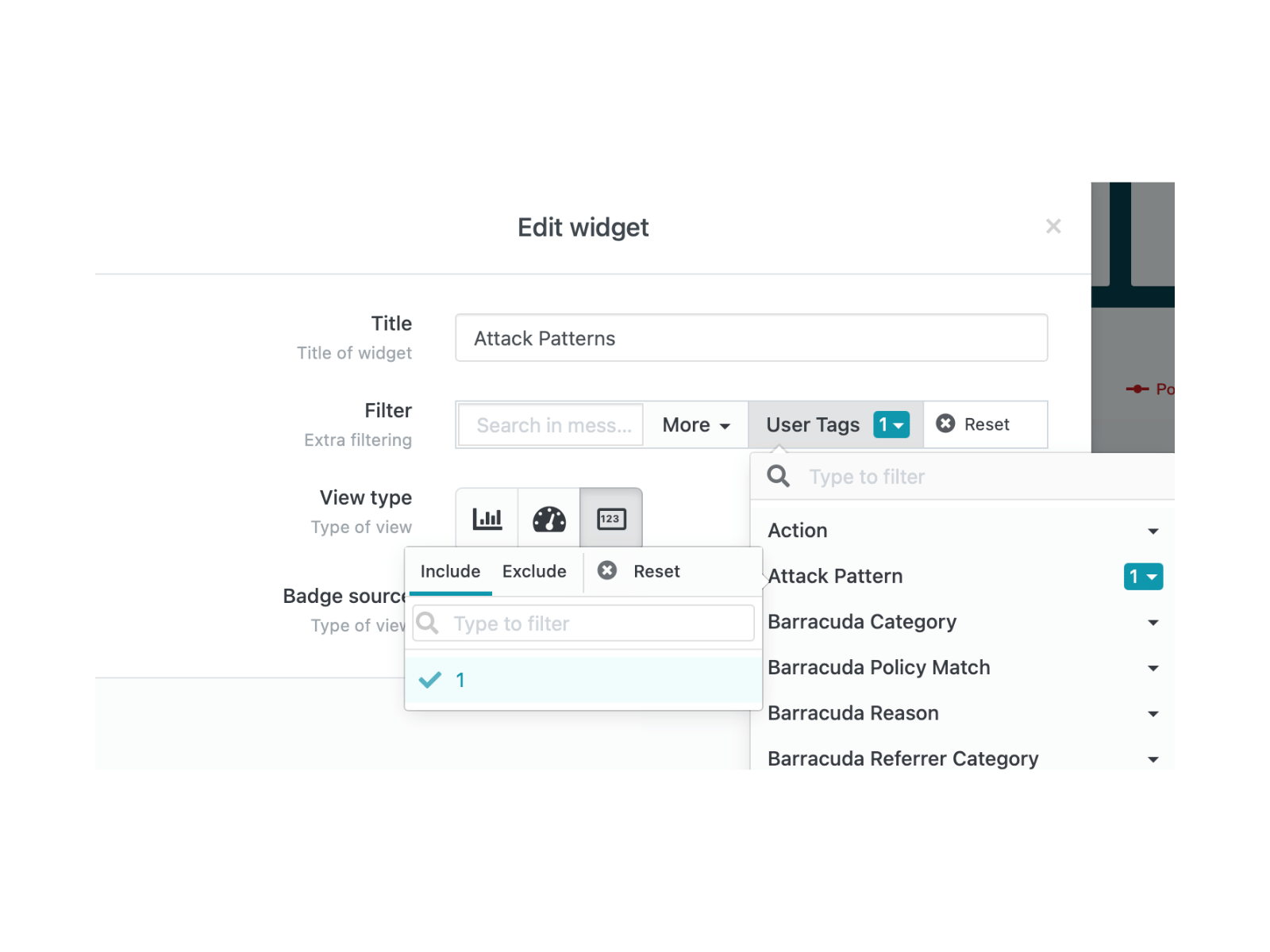 Widget filter on the Attack Pattern tag