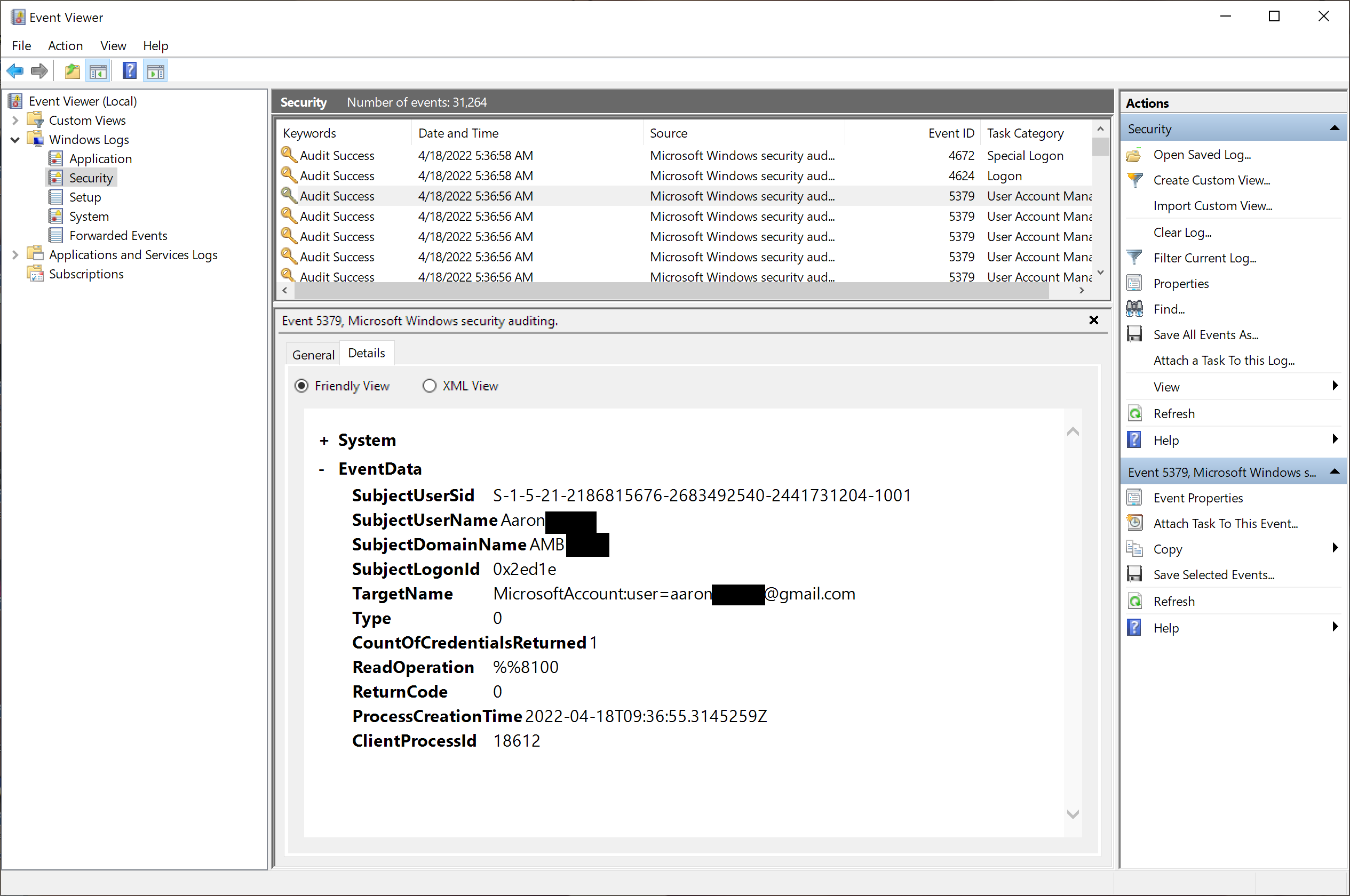 Windows Event Raw Data